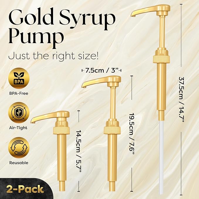 2 Pack Fresh Finest Coffee Syrup Pump Dispenser, Syrup Pump is Compatible with Torani, Davinci, Jordans Skinny Syrups, Fits 25.4 Oz/750 ML Bottles, for Coffee Syrups, Teas, Snow Cones, Smoothies