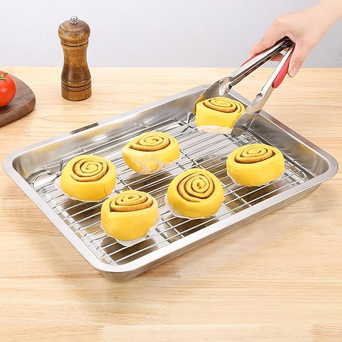 Of 2 Effective Cooling and Baking Rack Multipurpose Stainless Steel Wire Cooling for Baking and Cooking Multipurpose Wire