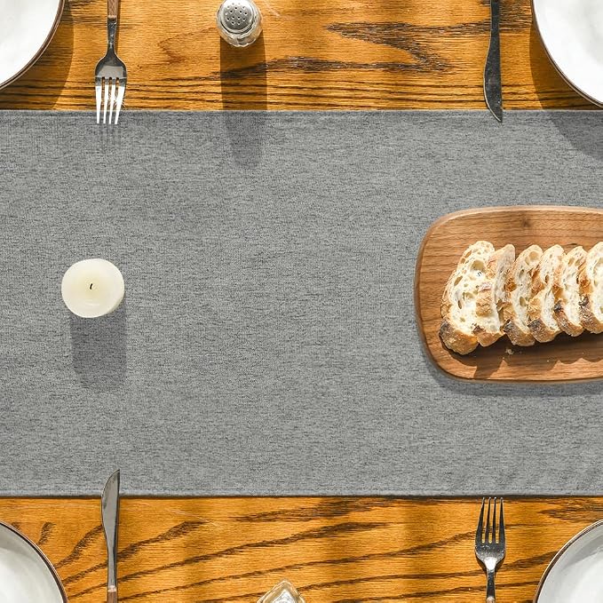 Artoid Mode Light Grey Table Runner, Seasonal Washable Kitchen Dining Table Decoration for Home Party Decor 13x108 Inch
