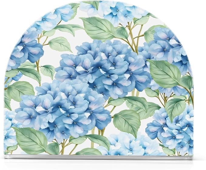 Blue Hydrangea Watercolor Flowers Napkin Holder for Tables Paper Cocktail Napkin Holders for Kitchen and Dinning, Acrylic Dinner Napkin Dispenser for Restaurant Home Decor Bar Accessories 1 Pack