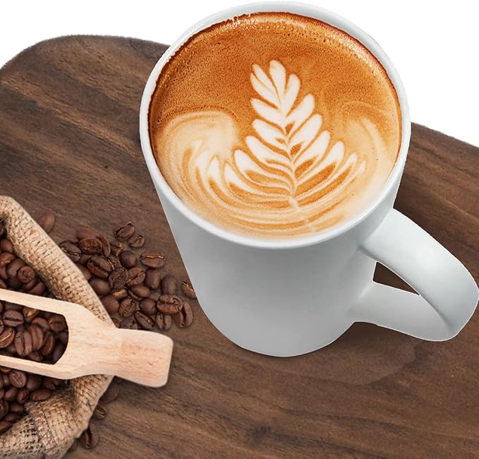 20oz Ceramic Coffee Mugs Large Latte Mugs Modern White Drinking Cups with Handles Set of 4 Perfect for Tea, Coffee, Cocoa