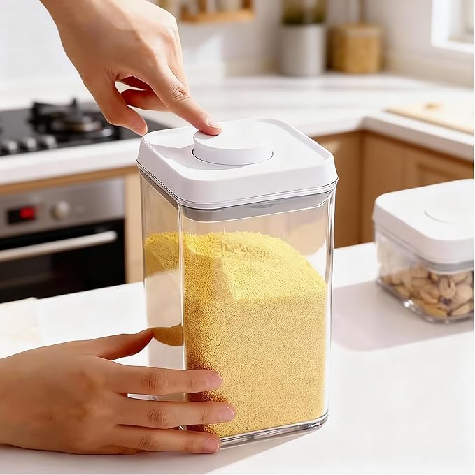 12 Pcs Pop Containers Set, Airtight Food Storage with Lids, Push Button BPA-Free Bulk Set for Large Family & RV, 0.65QT/0.7QT/1.8QT/2.4QT for Cereal, Flour, Sugar, Commercial Kitchen Storage