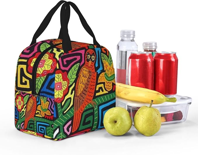 Mola De Panama Reusable Insulated Lunch Bag Waterproof Lunch Box Thermal Cooler Tote Bag For Work Office Travel Picnic For Women Men