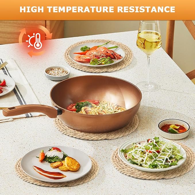 6Pcs Round Woven Placemats - 12 Inch Rattan Non-Slip Wicker Farmhouse Weave Place Mats - Natural Hand Woven Chargers for Dining Table, Home, Wedding