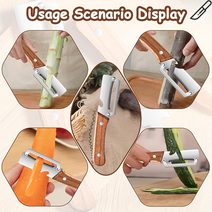 Premium Vegetable Peeler with Wooden Handle and Bottle Opener, Multi Functional Vegetable Peeler for Kitchen, Stainless Steel Blade Kitchen Tool for Vegetables or Fruits That Need to Be Peeled(1PCS)
