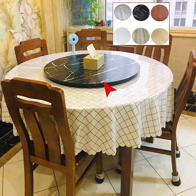 Round Rotating Serving Plate 50 80 100cm - Lazy Susan Turntable Wooden For Dining Table - Home And Kitchen Round Table Turntable - With Silent Bearing - 360° Rotating Tray (Color : Wood, Size : Ø50c