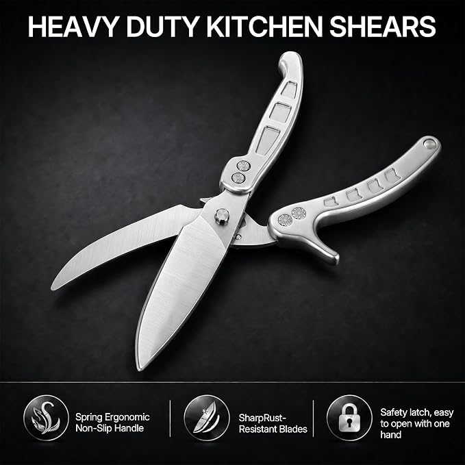 Kitchen Scissors All Purpose, Stainless Steel Heavy Duty Kitchen Shears for Cutting Food-Chicken,Meat,Poultry,Bone and Turkey Multifunctional Kitchen Scissors With Satety Lock
