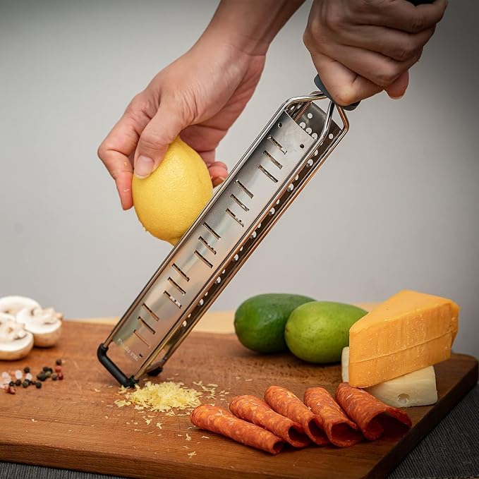 3 in 1 Cheese Grater Zester Citrus Lemon 304 Stainless Steel Zester Versatile Sharp Tool for Parmesan Cheese Ginger Garlic Nutmeg Chocolate Vegetables Fruits 15''