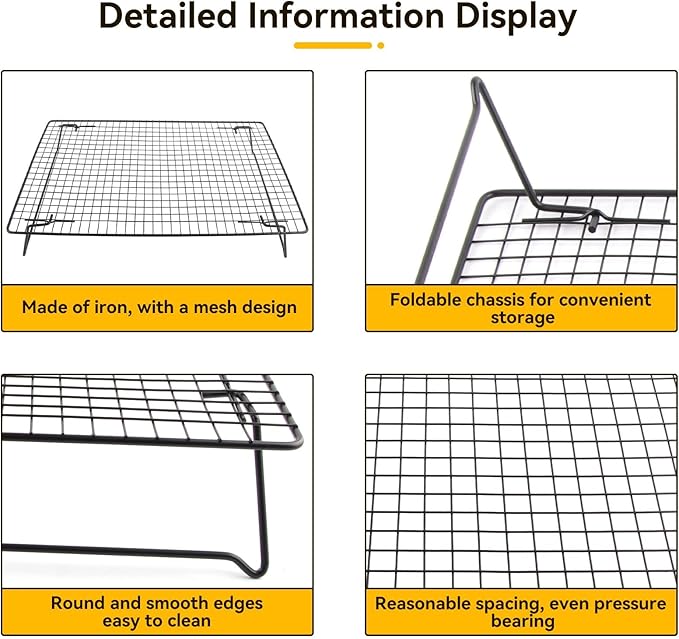Stainless Steel Cooling Rack, Non Stick Baking Rack Metal Cooling Rack Wire Rack for Cookies Grill Rack Cooling Rack Large(Black)
