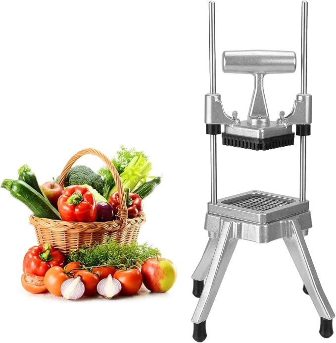WICHEMI Commercial Vegetable & Fruit Chopper - Stainless Steel Dicer, Cutter for Onions, Potatoes, Peppers & Mushrooms (3/8")