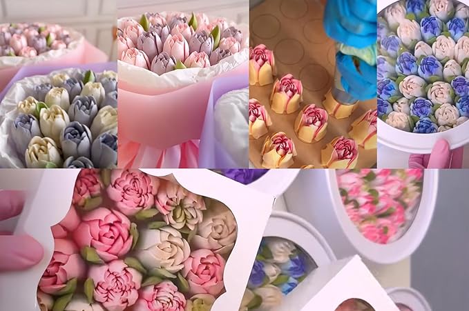 4pcs Russian Piping Tips Set Extra Large Stainless Steel Flower Icing Tips for Cake Decorating Buttercream Cupcake Cookie Decorating Supplies for Beginners Bakers
