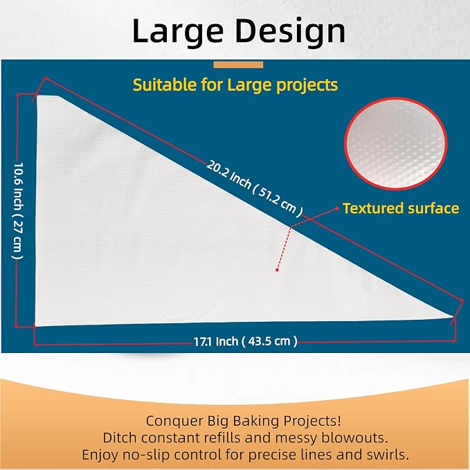 XL 20 Inch Large Piping Bags,100 Pack Disposable Pastry Bags,Thick Anti-Burst Icing Piping Pastry Bags For Frosting Decorating Cake Cupcake Cookie (XL 20 Inch-100 Pack)