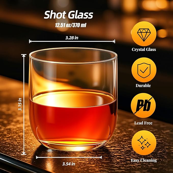 KAMMAK Shot Glasses Set of 2, 330ml/11.1oz Clear Espresso Shot Glass with Heavy Base for Bar Restaurants Home, Small Whiskey Shot Glass for Vodka, Whiskey, Tequila, Spirits & Liquors