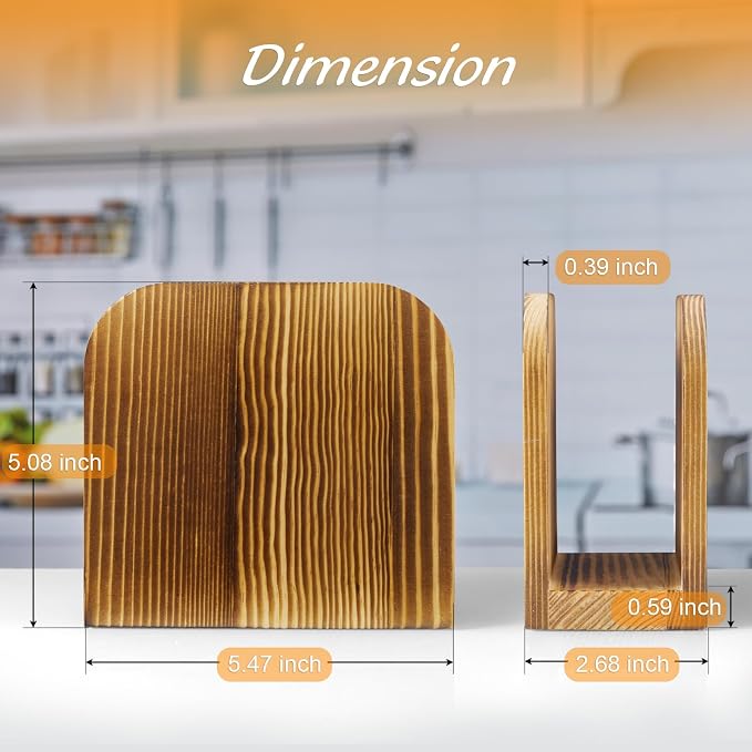 ALELION Brown Wood Napkin Holder for Table, Wooden Upright Napkin Holders for Kitchen, Standing Napkin Dispenser for Rustic Kitchen Dining Room Party Cocktail Outdoor