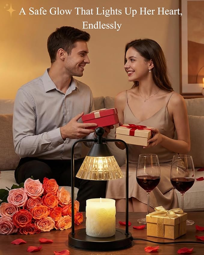 Candle Warmer Lamp with Timer Dimmer, Electric Wax Melt Warmer Lamp for Jar Candles Lights, Candle Lamp Warmer with 2 Bulbs, Birthday Gifts for Women, House Warming Gifts New Home Decor, Black