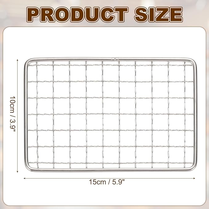 uxcell Cooling Racks, 3.9" x 5.9" Stainless Steel Barbecue BBQ Grill Net Mesh Rack Grate for Cooking, Roasting, Grilling, Oven & Dishwasher Safe, Silver