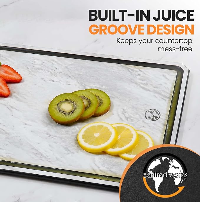 Earth's Dreams Composite Wood Cutting Board Set of 3 – Dishwasher Safe Kitchen Cutting Boards with Marble Stone Look – Large, Medium & Small Chopping & Charcuterie Boards