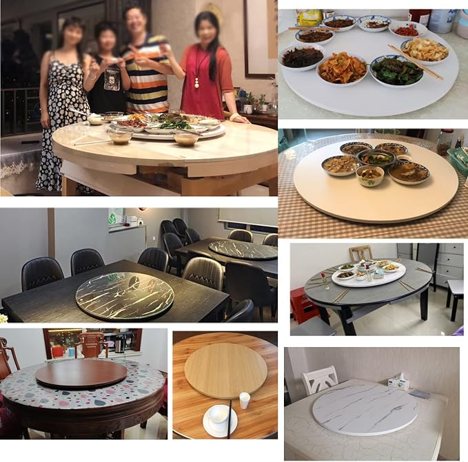 Wooden Lazy Susan Turntable For Round Table - Wooden Rotating Serving Tray, Smooth Surface, Easy To Clean, Round Dining Table Swivel Plate, 360 ° Rotation, Easy To Share All Food (Color : White-A, S