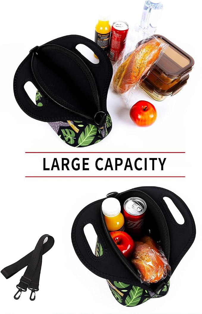 Violet Mist Neoprene Lunch Bag Tote Reusable Insulated Lunch Box with Adjustable Shoulder Strap&Pocket for Women,Men,Adults