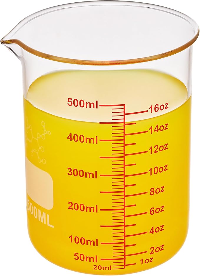 High Borosilicate Glass Measuring Cup-V-Shaped Spout,500ml(16OZ) Glass Measuring Beaker for Kitchen or Restaurant, Easy to Read
