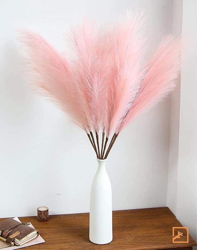 ZIFTY 7-Pcs 38"/3.1FT Pink Pampas Grass Large Tall Fluffy Artificial Fake Flower Boho Decor Bulrush Reed Grass for for Bedroom Decor Vase Filler Farmhouse Home Wedding(Pink)