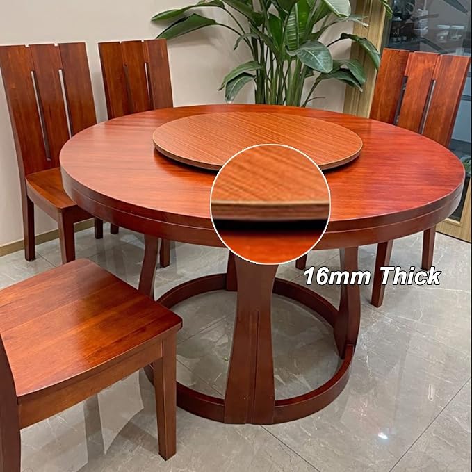 Round Wooden Serving Plate 360° Rotating Turntable - For Kitchen Dining Table Swivel Serving Trays, Round Lazy Susan Turntable Ø20inch-39inch, One-piece, Stable Rotation (Color : Walnut, Size : Ø90c