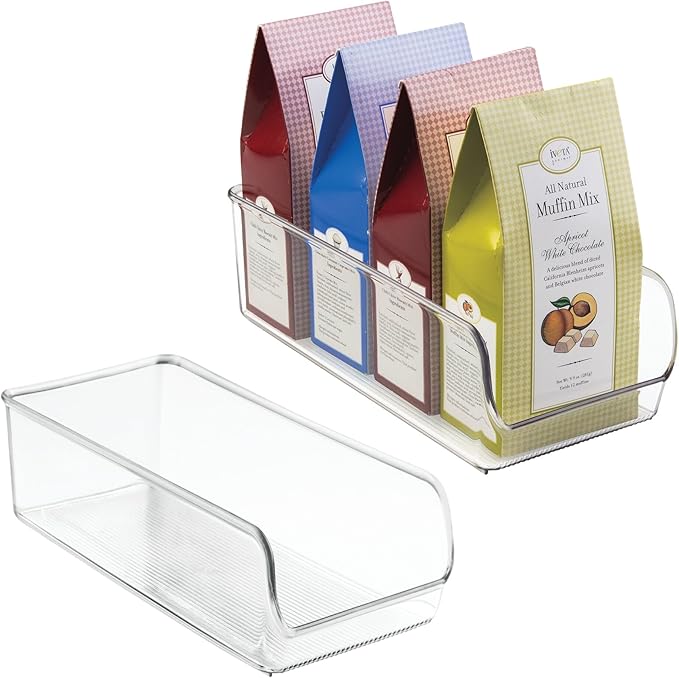 iDesign Recycled Plastic Freezer and Refrigerator Organizer Bin, Set of 2, The Linus Collection – 5.25" x 11" x 3.5", Clear