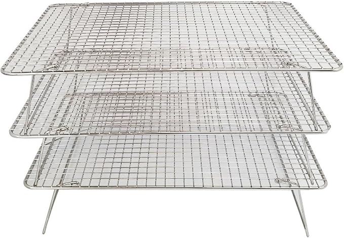 Stackable Baking Cooling Stand 3 Sections Stainless Steel for Efficient Cake Bread Storage Home Kitchen Baking Tool