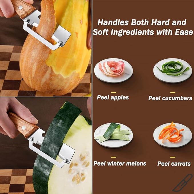 Premium Vegetable Peeler with Wooden Handle and Bottle Opener, Multi Functional Vegetable Peeler for Kitchen, Stainless Steel Blade Kitchen Tool for Vegetables or Fruits That Need to Be Peeled(1PCS)