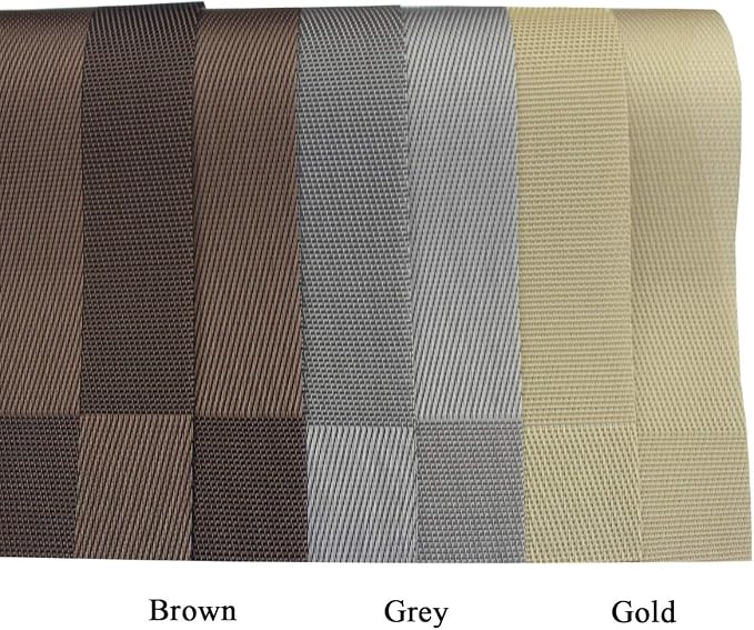 PIGCHCY Placemats Heat-Resistant Non-Slip Table Mats Washable Easy to Clean Woven Vinyl Placemats for Dining Table(Set of 4, Grey)