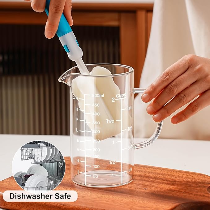 PARACITY 2 Cup Glass Measuring Cup, Liquid Measuring Cups with three Scale and V-Shaped Mouth, Glass Coffee Cups with Handle, Glass Beaker for Kitchen or Restaurant 500 ML
