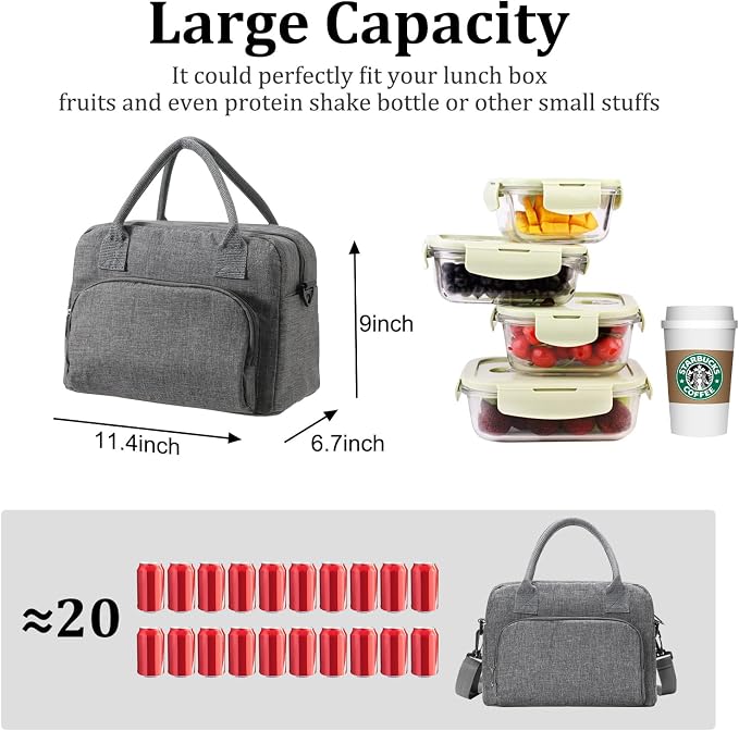 MEXS Insulated Lunch Bag for Women Men Large Reusable Lunch Box Adult Leakproof Portable Cooler Tote Bags for Work Picnic