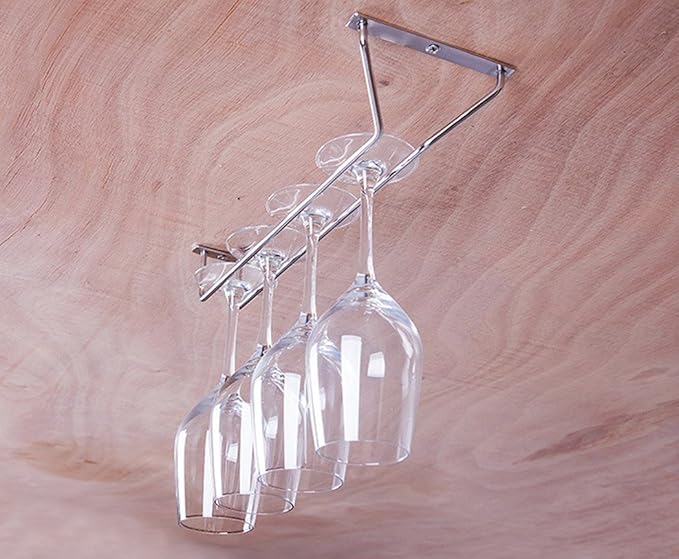 27 cm stainless steel wine glass holder rack, chrome wine glass holders under cabinet, 1 piece (1 row)
