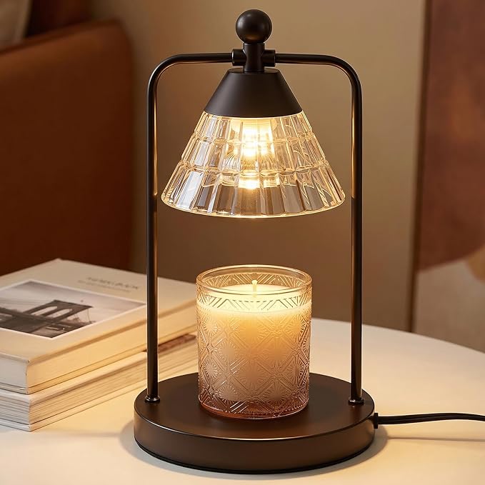 Candle Warmer Lamp with Timer Dimmer, Electric Wax Melt Warmer Lamp for Jar Candles Lights, Candle Lamp Warmer with 2 Bulbs, Birthday Gifts for Women, House Warming Gifts New Home Decor, Black