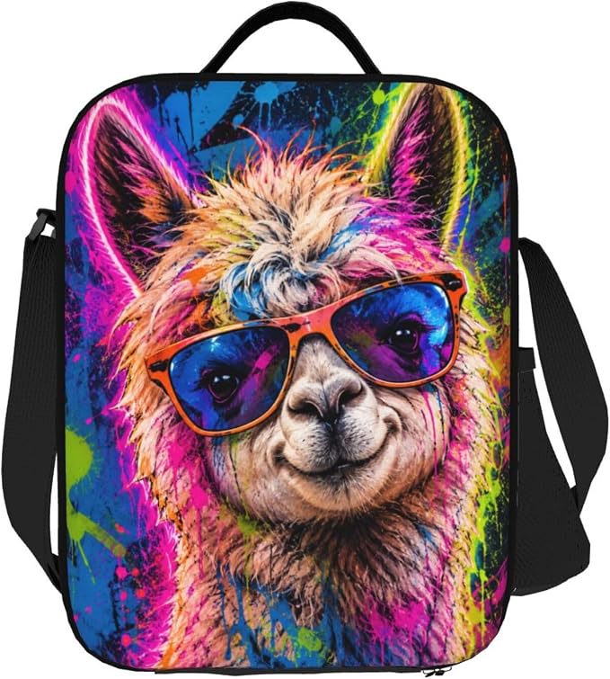 Alpaca Lunch Bag for Women Men Portable Reusable Insulated Lunch Box Leakproof Meal Prep Tote Thermal with Adjustable Shoulder Strap for Adult Work Picnic
