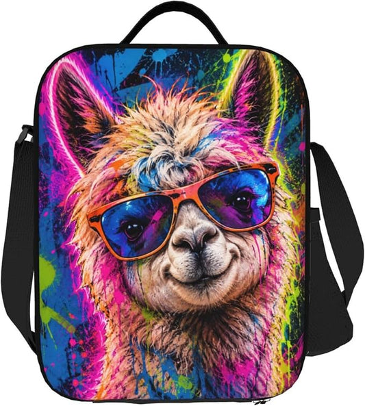 Alpaca Lunch Bag for Women Men Portable Reusable Insulated Lunch Box Leakproof Meal Prep Tote Thermal with Adjustable Shoulder Strap for Adult Work Picnic