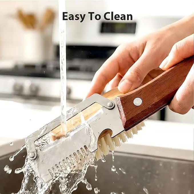 3 in 1 Premium Heavy Duty Stainless Steel Peeler - 2026 New 0 Snag Wooden Peeler for Kitchen - Multifunctional Vegetable Peeler with Bottle Opener & Serrated Blade - Fruit & Potato Peeling Tool (#B)