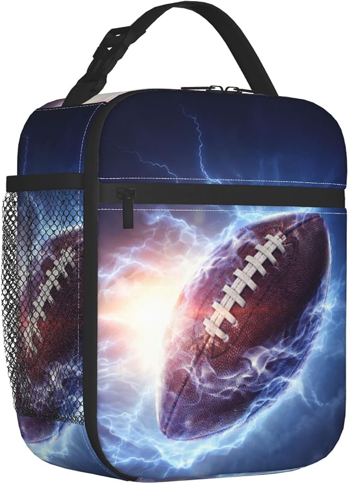 Football Lunch Box Insulated Thermal Reusable Lunch Bag Cooler Totes For Men Work Office Picnic Hiking