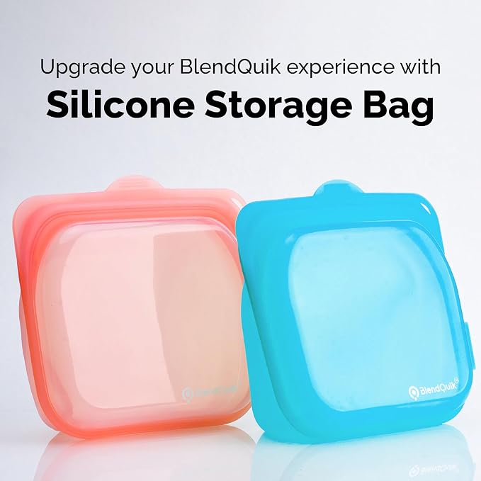 Reusable Silicone Food Storage Bags, 1000 ml Capacity, Leak Proof Freezer Silicone Bags, Easy To Clean Reusable Travel Bag, Sky Blue