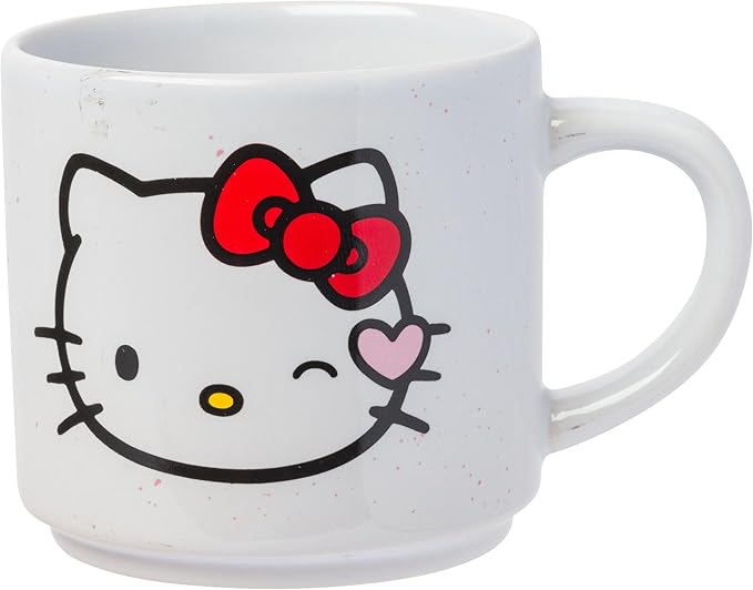 Silver Buffalo Sanrio Hello Kitty Faces and Hearts 4pc Ceramic Mug Stack Set, 10 Ounces