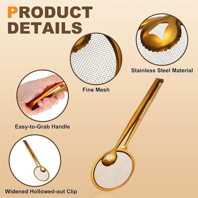 uxcell 2Pcs Stainless Steel Strainer Tongs, 11.2" Multi-Functional Food Strainer with Clip Fine Mesh Oil Filter Skimmer Hot Pot Clips for Kitchen Tool Restaurant Frying Cooking, Red