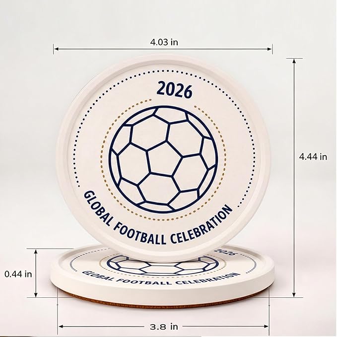 Y2026 Drink Coasters Set of 2 for The World Cup, Anti-Slip Thick Cork Absorbent Coasters with Raised Edge, Stone Drying Mat for Cups, Sink Tray, Soap Dish & Small Plants (2PACK 4X4X0.39 in_footable)