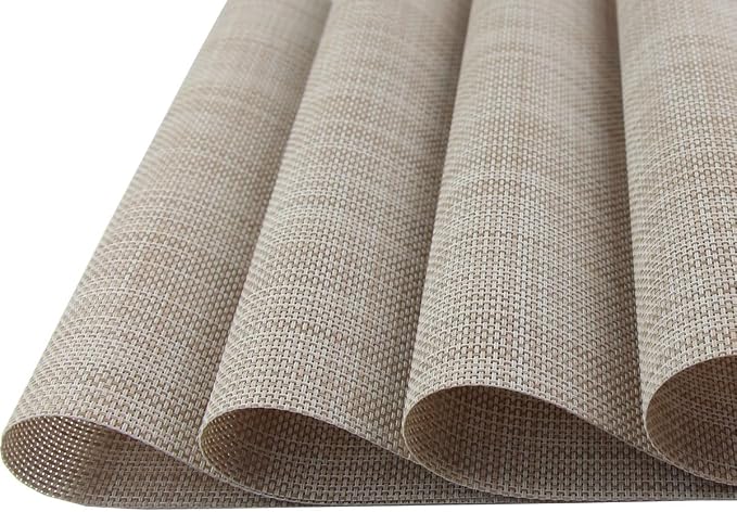 Table Mats Set of 4 Placemats Washable Easy to Clean Place Mats PVC Placemat (Beige)