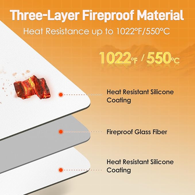 Heat Resistant Mat for Air Fryer, 12 x 14in Heat Resistant Mat for Countertop, Fireproof Silicone Countertop Protector Appliance Slider Hot pod for Air Fryer, Coffee Maker, Toaster, Oven (White)
