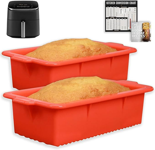 INFRAOVENS Air Fryer Silicone Loaf Pans for Baking, Non-Stick Bread Cake Pan for Cosori TurboBlaze 9-in-1 6qt, Airfryer Bakeware Sets, Meatloaf Brownie Corn, BPA Free
