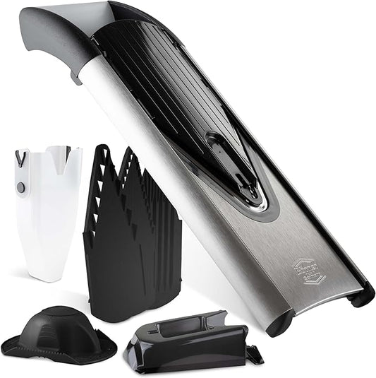 Börner by Reston Lloyd Mandoline Slicer V6 (Professional Set) • Stainless Steel Slicer with V-Blade • Adjustable Kitchen Slicer for Vegetables & Fruits • Various Thicknesses & Grater