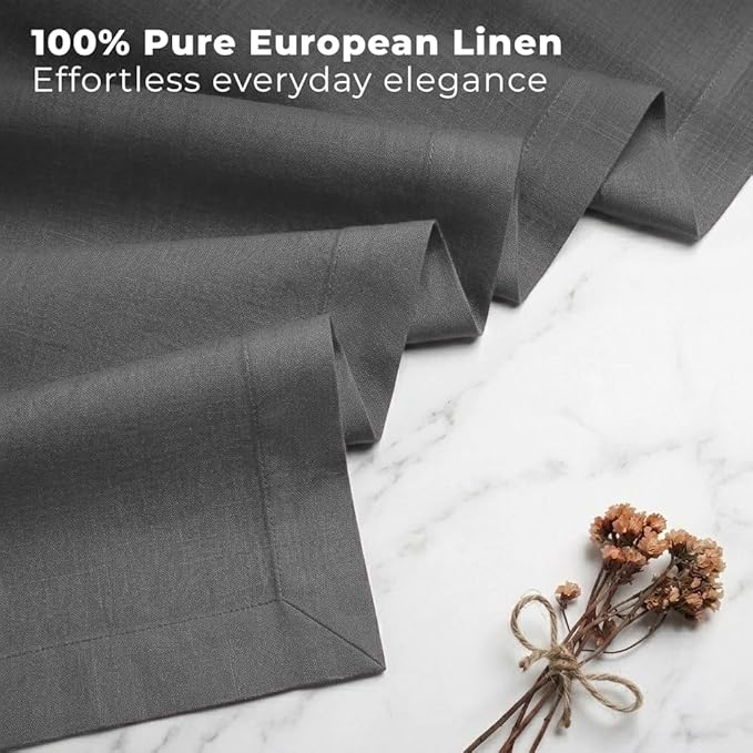 Classic Linen™ by D'Moksha Charcoal Grey Table Runner 90 Inches Long, 100% Pure Linen, 14 x 90 Inch Table Runner for Dresser, Dining- Summer, Father's Day