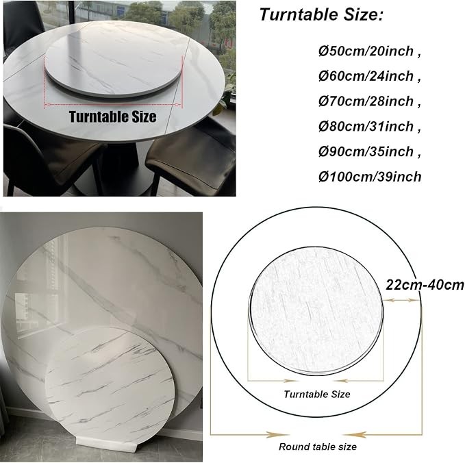 Lazy Susan Large Wooden Turntable Round 20in-39in, Manual Rotating Turntable - Wooden Lazy Susans Swivel Serving Tray - For Kitchen Dining Table Swivel Plate, Easy To Clean (Color : Wood, Size : Ø10