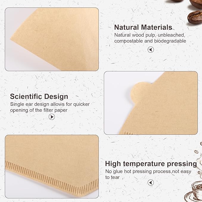 240Pcs Coffee Filters #4, Unbleached Natural Coffee Filters 8-12 Cup, Disposable Coffee Filters, Cone Paper Compatible with Ninja Coffee Maker, Pour Over and Drip Coffee Maker