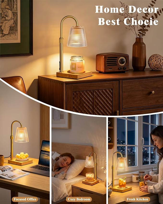 Hong-in Candle Warmer Lamp with Timer Dimmer,Christmas Birthday Gifts for Women Mom,House Warming Gifts New Home Room Decor,Vintage Wax Warmer for Scented Wax Jar Candles